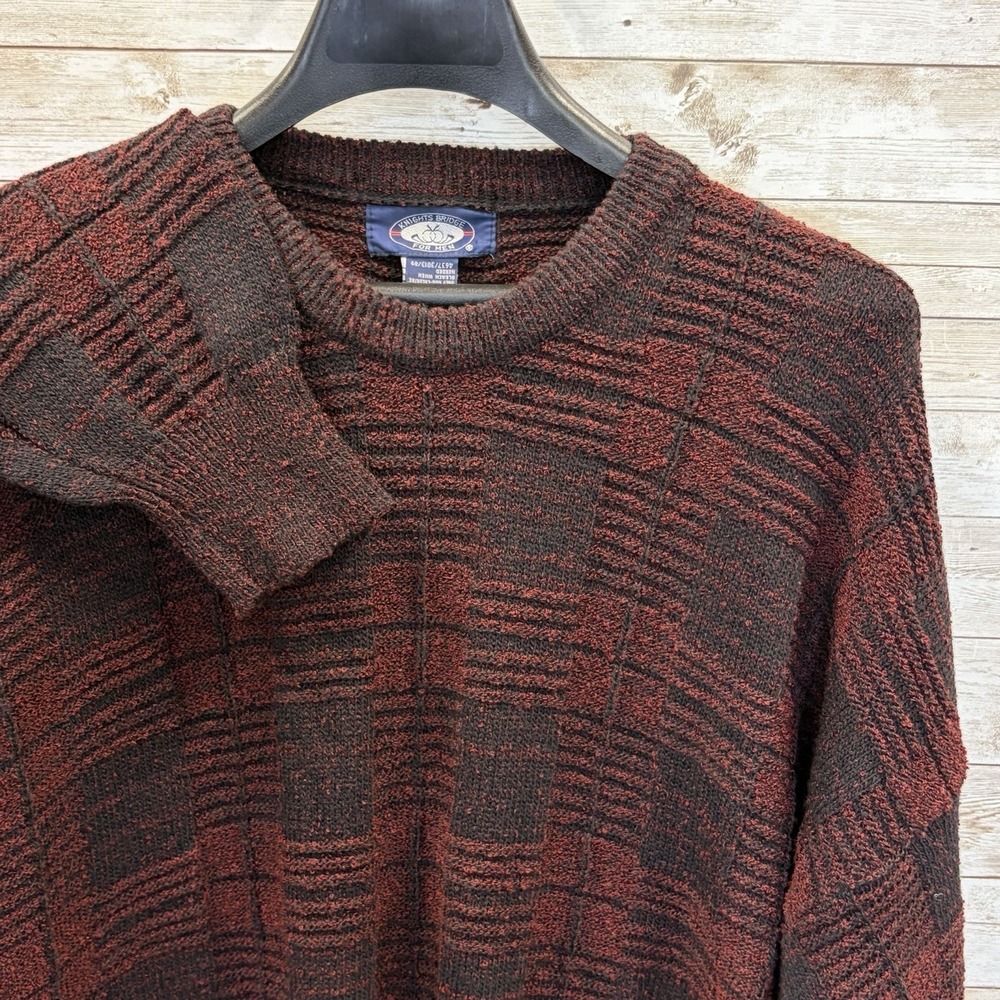 Vintage 80s-90s Knights Bridge Mens 3XL Sweater Burgundy Geometric Cosby Grandpa